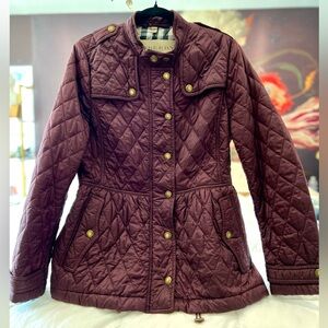 Genuine Burberry Quilted Belted Peplum Jacket